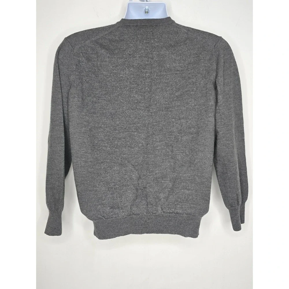 VALENTINO Logo Studio Gray Men's XL 52 Sweater Merino Wool V-Neck Vintage Italy